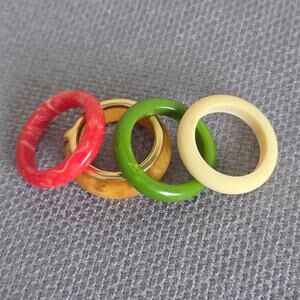 Vintage 1979 Avon Color Go Round Sz 5 Convertible Interchangeable Ring Set 5Pc